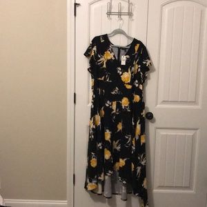 Black dress with yellow flowers